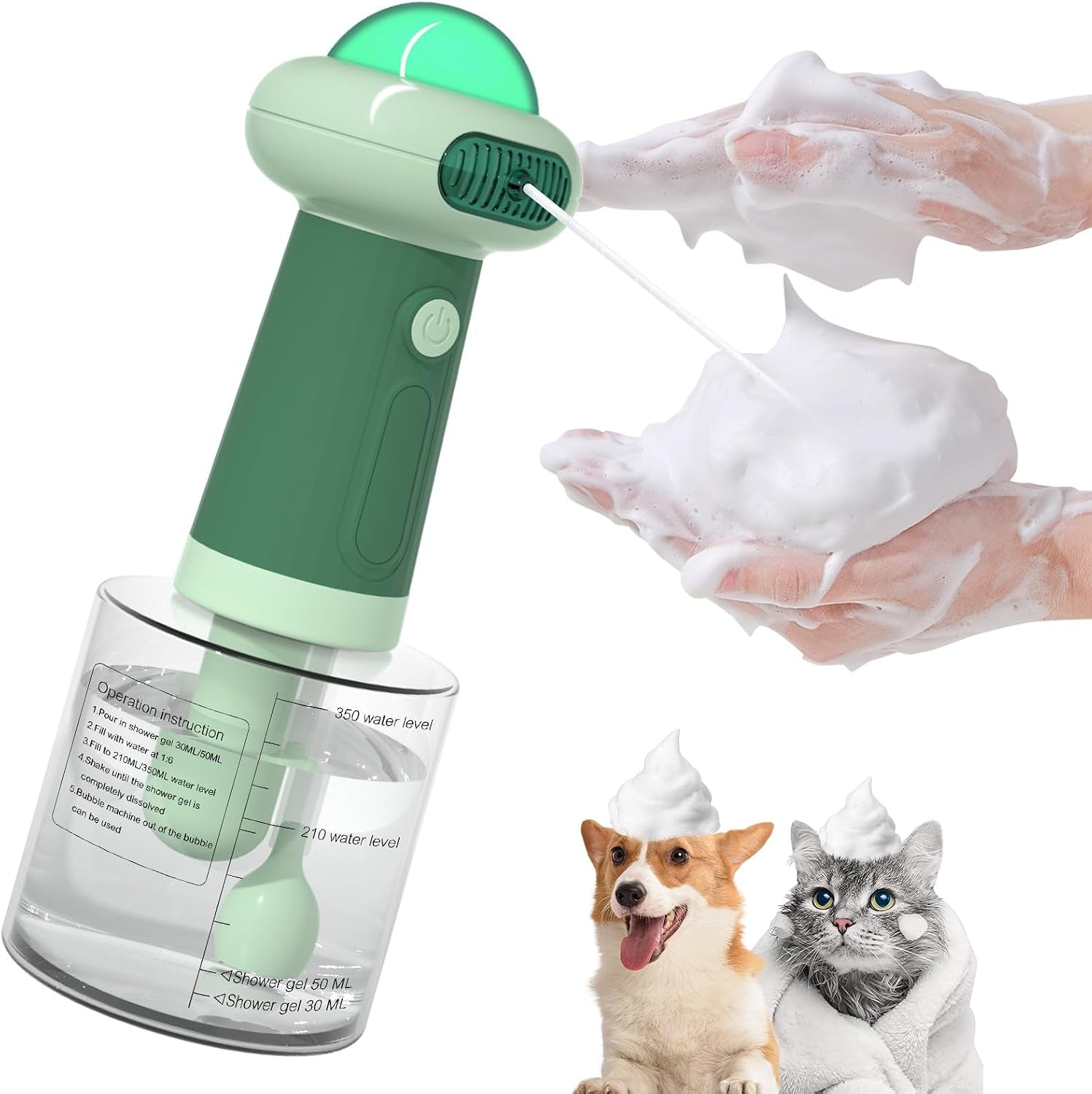 Electric Dog Shampoo Dispenser IPX7 Cat Shampoo Sprayer,Pet Bath Supplies Automatic Foaming Shampoo Dispenser for Dog Deep Cleaing Kitchen Sink Bathroom Grey