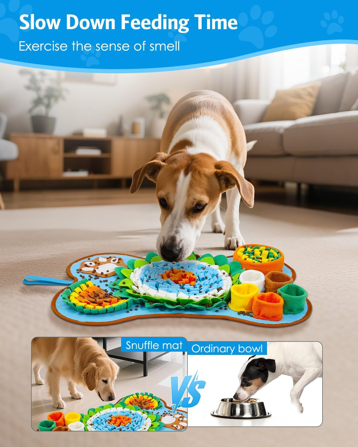 Snuffle Mat for Dogs, Sniff Mat Slow Feeding, Dog Snuffle Mat Encourages Natural Foraging Skills, Slow Eating, Help Stress Relief and Training