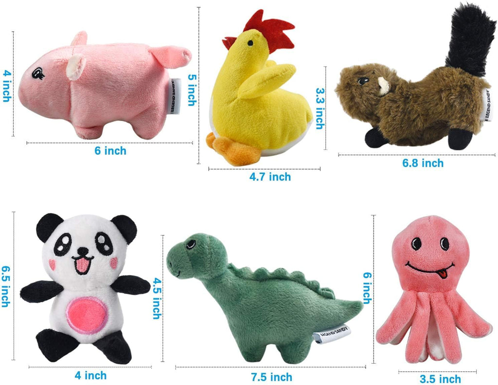 Squeaky Plush Dog Toy 6 Pack for Puppy, Small Stuffed Puppy Chew Dog Toys Bulk with Squeakers, Cute Soft Pet Toy for Small Medium Size Dogs
