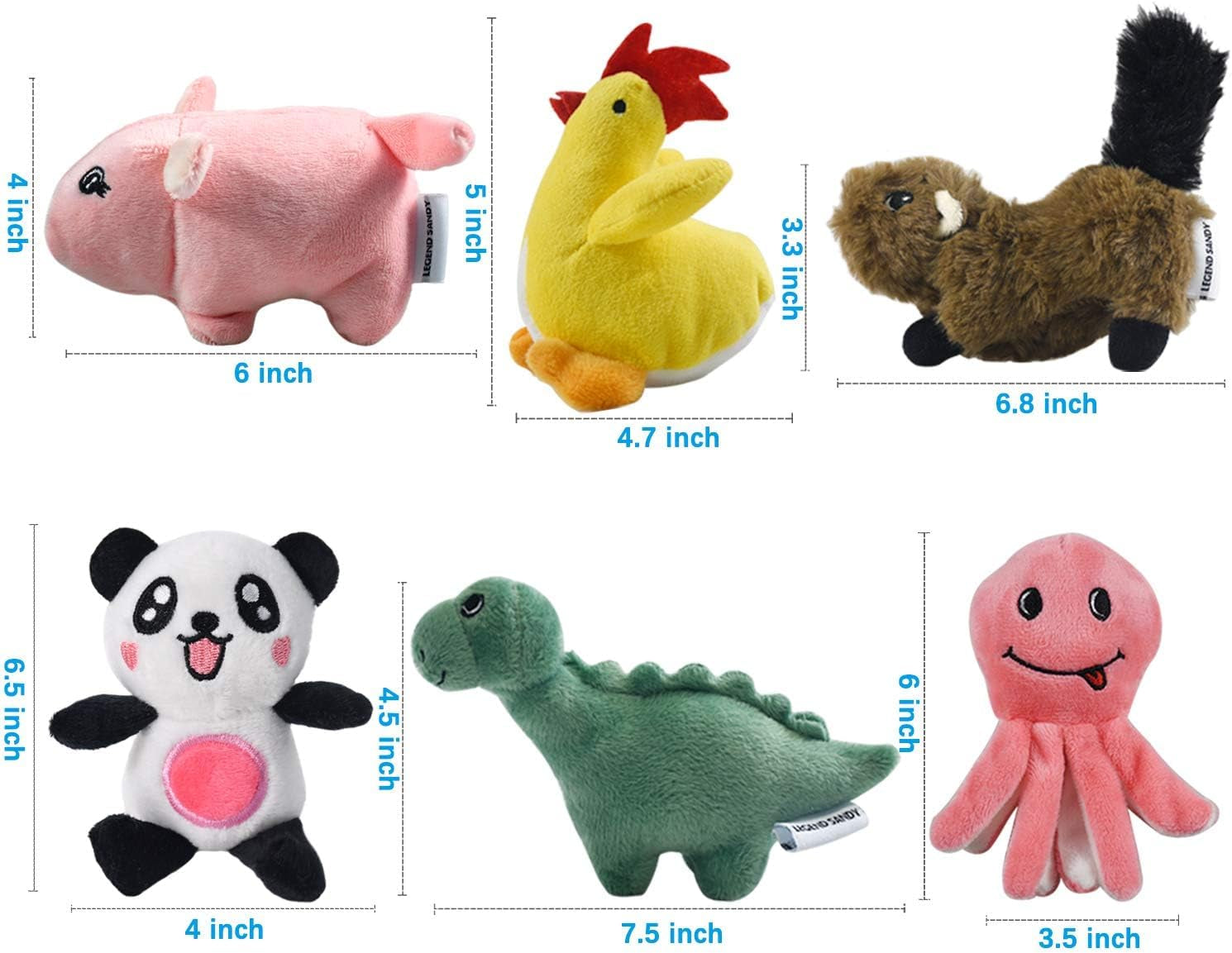 Squeaky Plush Dog Toy 6 Pack for Puppy, Small Stuffed Puppy Chew Dog Toys Bulk with Squeakers, Cute Soft Pet Toy for Small Medium Size Dogs