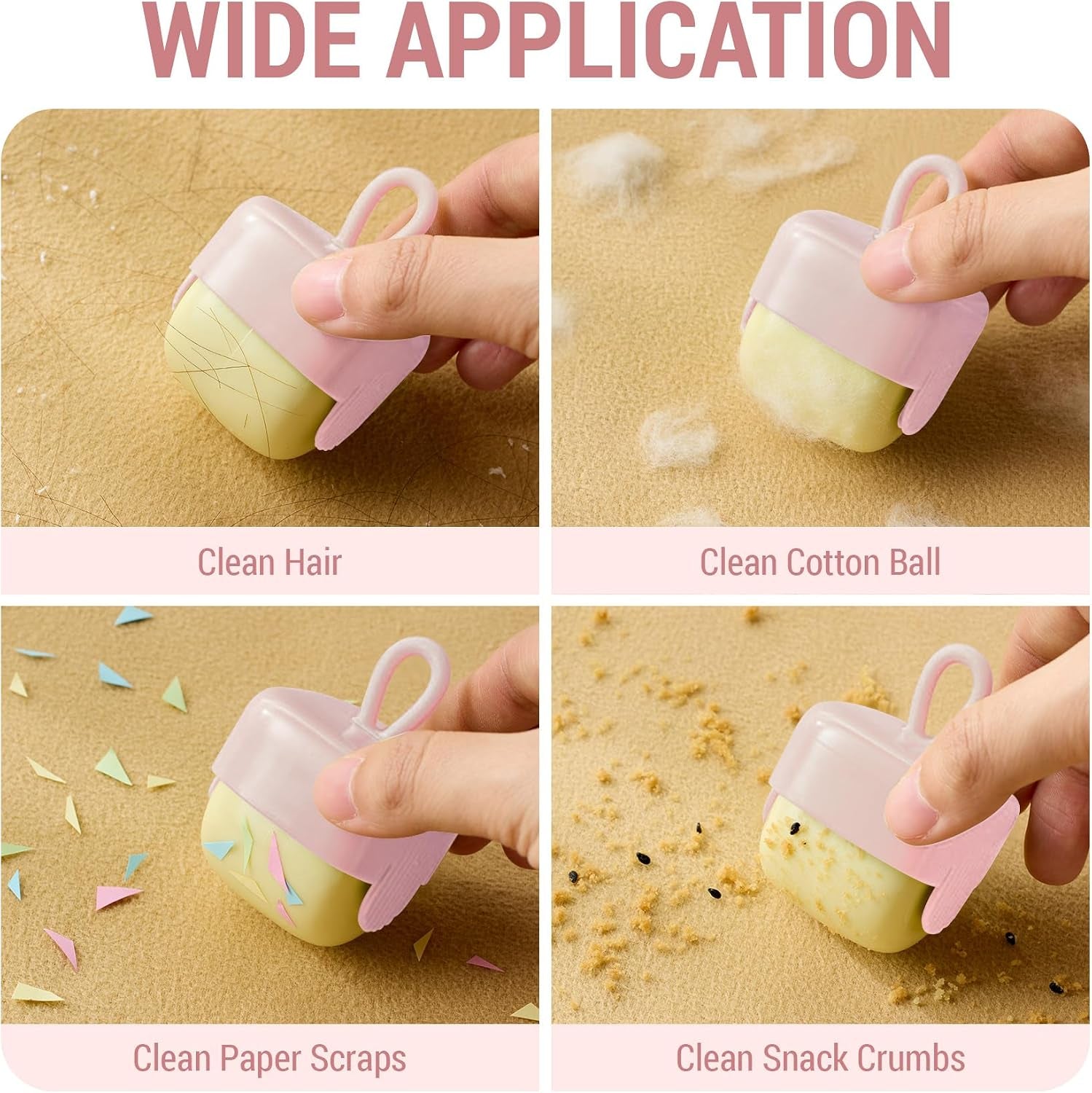 Mini Lint Roller,Washable Sticky Roller Reusable Lint Remover Portable Pet Hair Remover for Clothes,Travel Household (Pink)