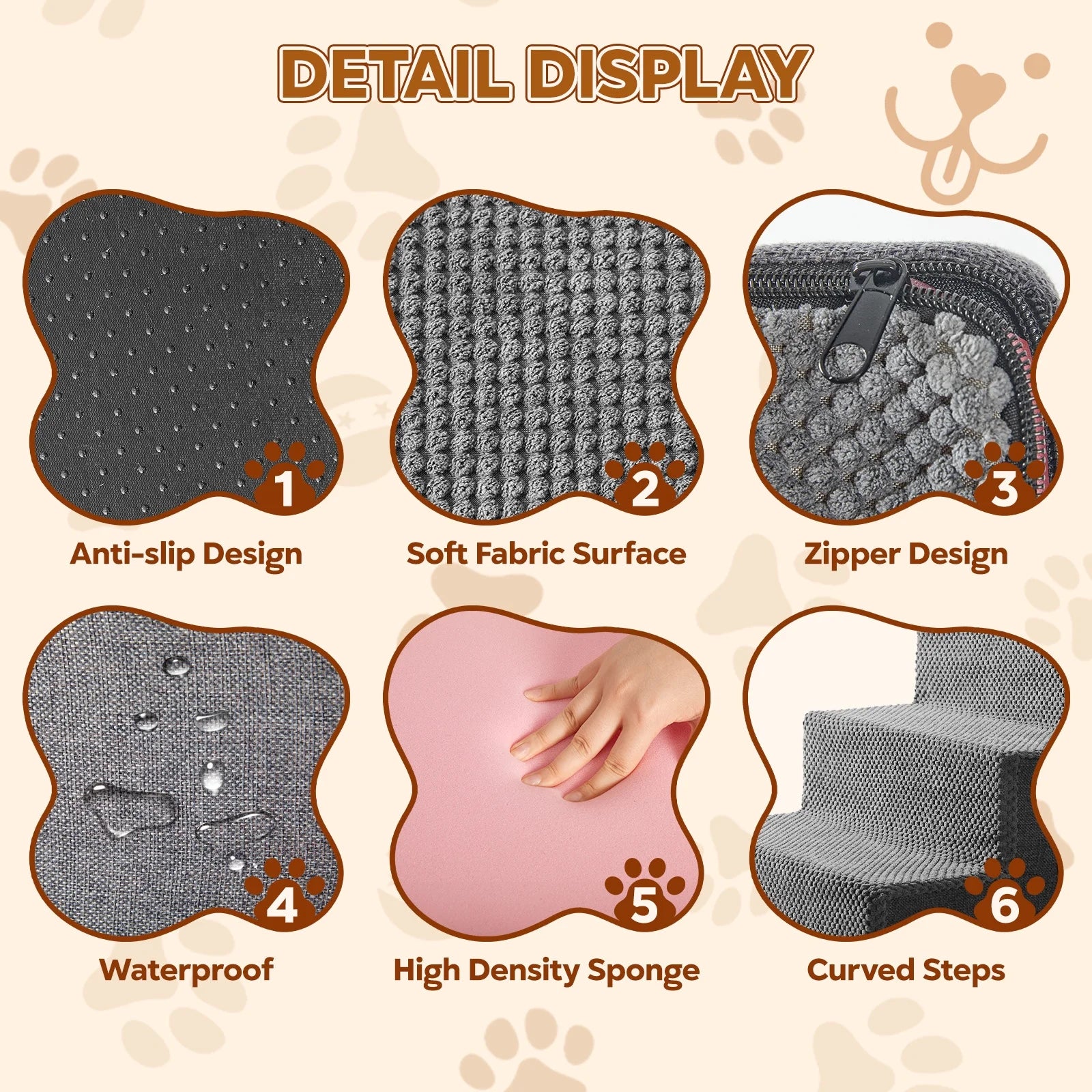 Dog Stairs for Bed 18" H, 4-Step Dog Steps for Small Dogs and Cats, Indoor Non-Slip Balanced Pet Stairs Suitable for Puppy,Grey