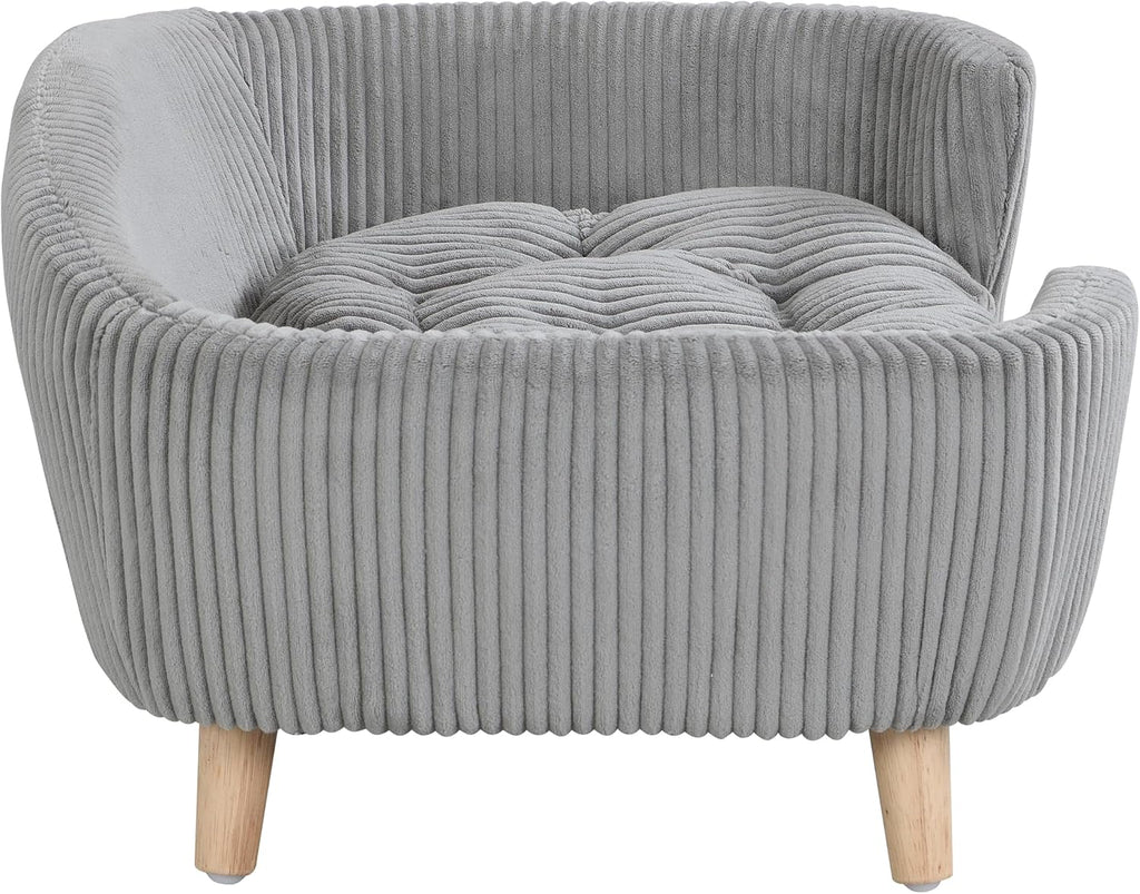 Elroy Orthopedic Dog Bed, Elevated Dog Sofa Bed for Small Dog, Supportive Foam Pet Couch Bed with Wooden Legs, Modern Pet Sofa Bed, Gray