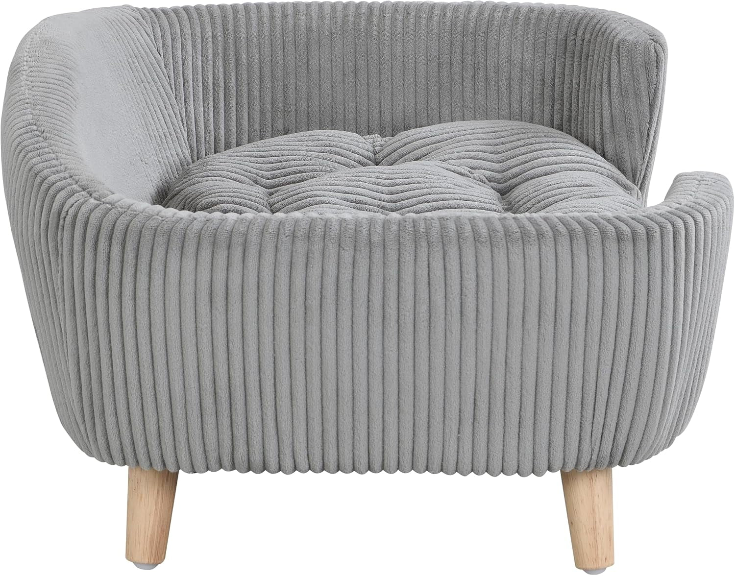 Elroy Orthopedic Dog Bed, Elevated Dog Sofa Bed for Small Dog, Supportive Foam Pet Couch Bed with Wooden Legs, Modern Pet Sofa Bed, Gray