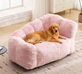 Dog Sofa Couch Bed with Faux Fur Fabric, 51" Floral Shaped Pet Sofa for Large Dogs up to 130BLS