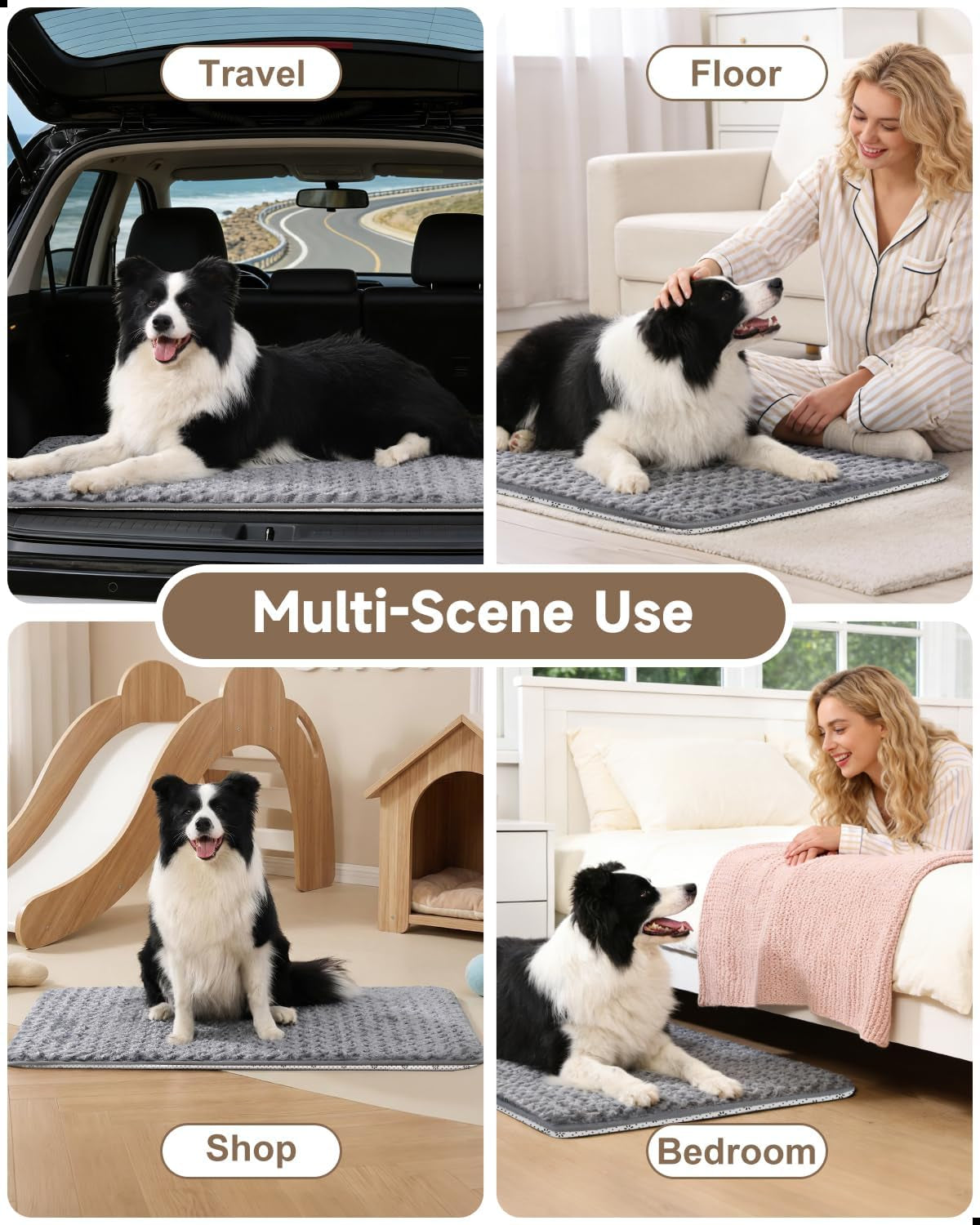 XL Dog Bed for Crate Pad, High Resilience Foam Mat Bed, 41X27, Dark Grey | Kennel Mat Pet Bed for Large Dogs, Supportive, Non-Slip Bottom, Lightweight & Portable, Washable, Suit for Travel, Trunk