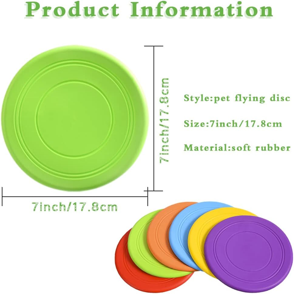6 Pack Dog Flying Discs - Interactive, Soft Floating Saucer for Small, Medium Dogs - Safe on Teeth