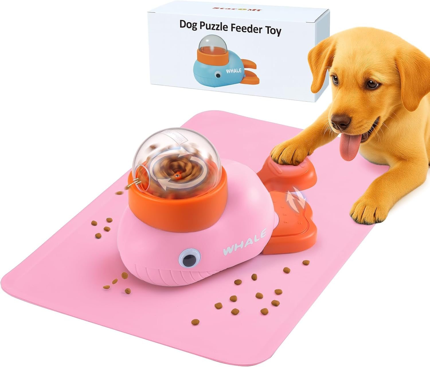Interactive Dog Toys & Cat Toys for Indoor Cats, Dog Puzzle Toy Slow Feeder Bowl, Puppy Enrichment Toys, Interactive Cat Toys, Dog Feeder Puzzle Toy for Smart Dogs to Keep Them Busy with Silicone Mat