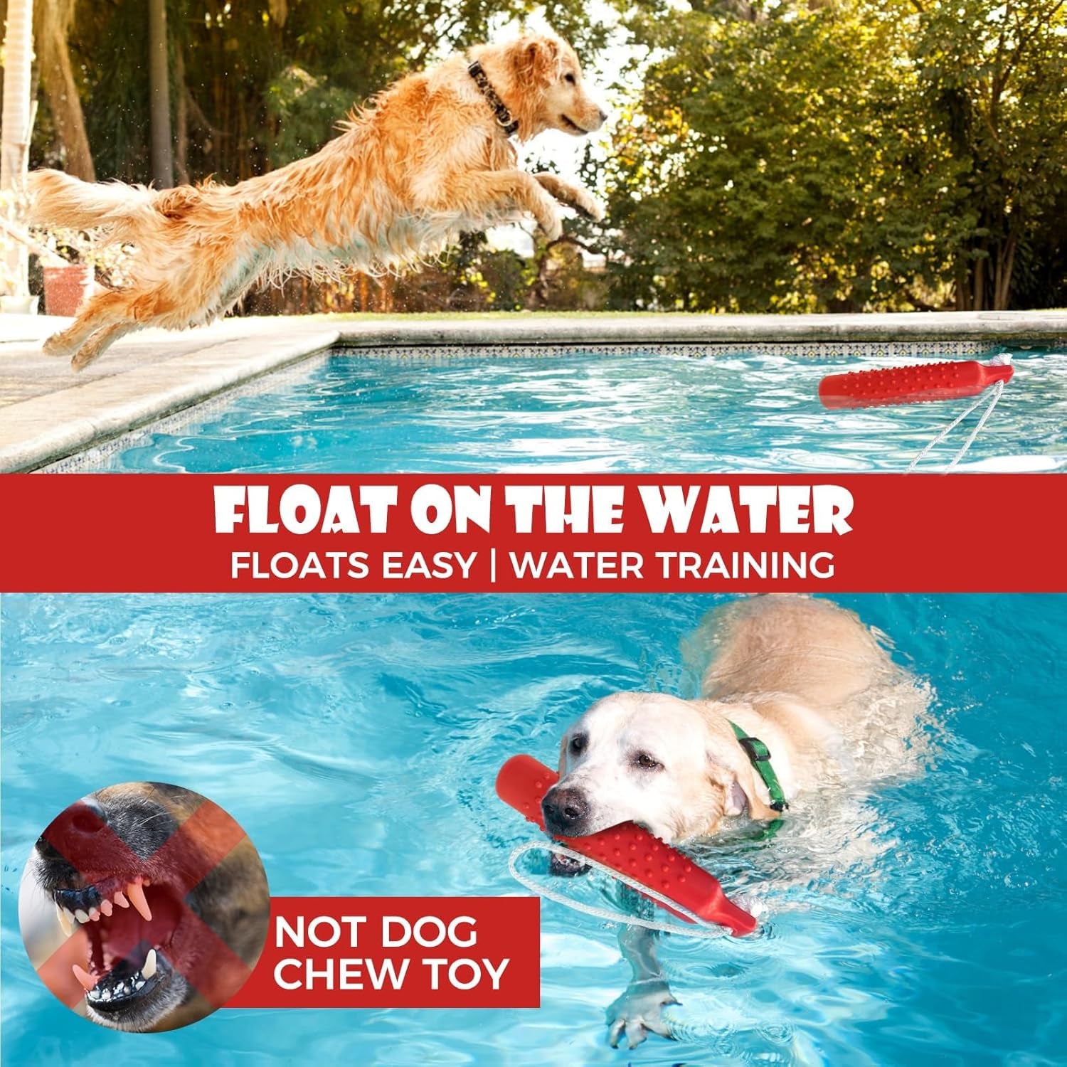 Dog Float Bumper Toy,10.8 Inch Large Training Dummy Retrieving Bumpers Summer Pool Toy Tug Game for Large XL Dogs Retriever