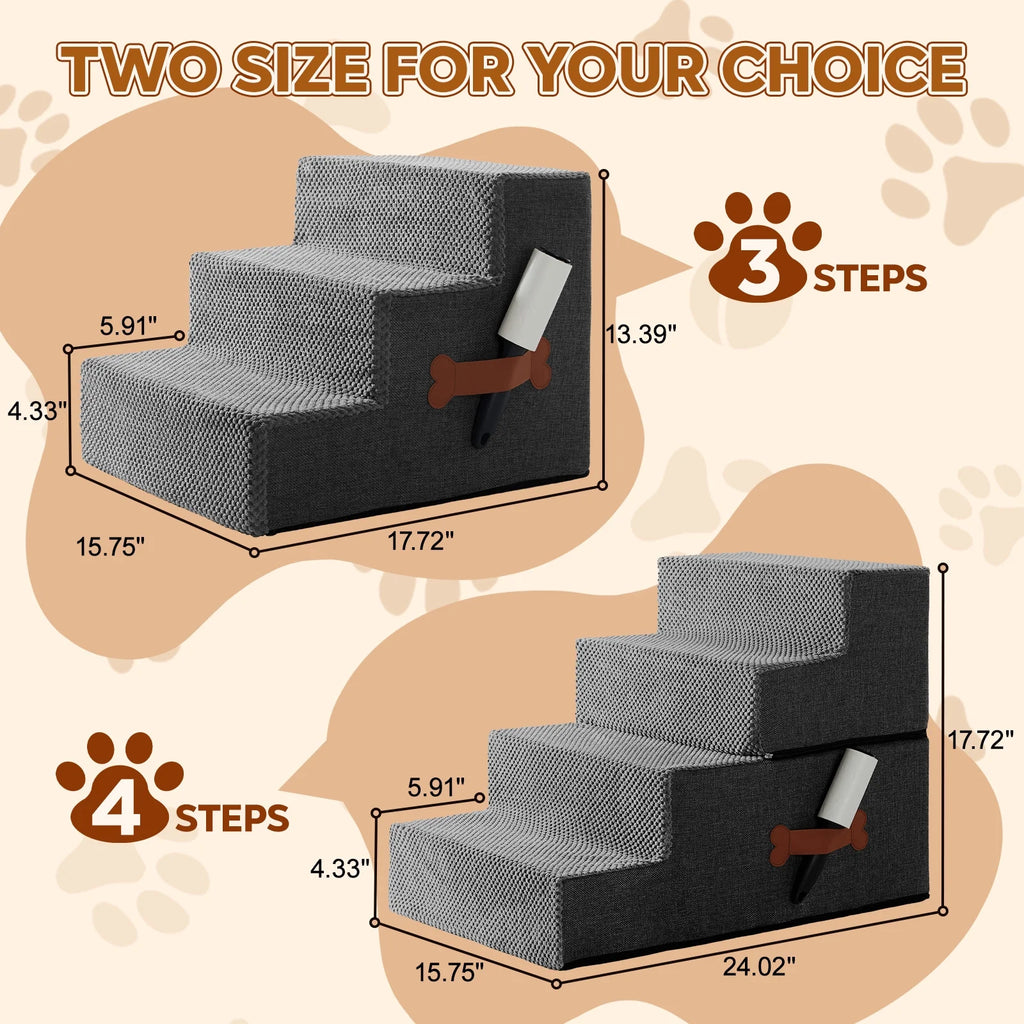 Dog Stairs for Bed 18" H, 4-Step Dog Steps for Small Dogs and Cats, Indoor Non-Slip Balanced Pet Stairs Suitable for Puppy,Grey
