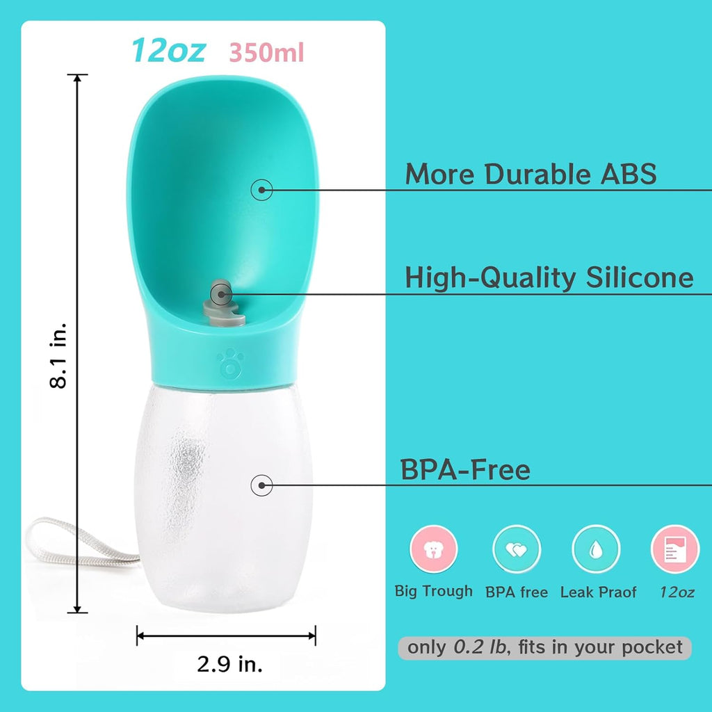 Dog Water Bottle,Leak Proof Portable Puppy Water Dispenser with Drinking Feeder, Dog Walking Accessories for Pets Outdoor Walking, Hiking, Travel, Food Grade Plastic
