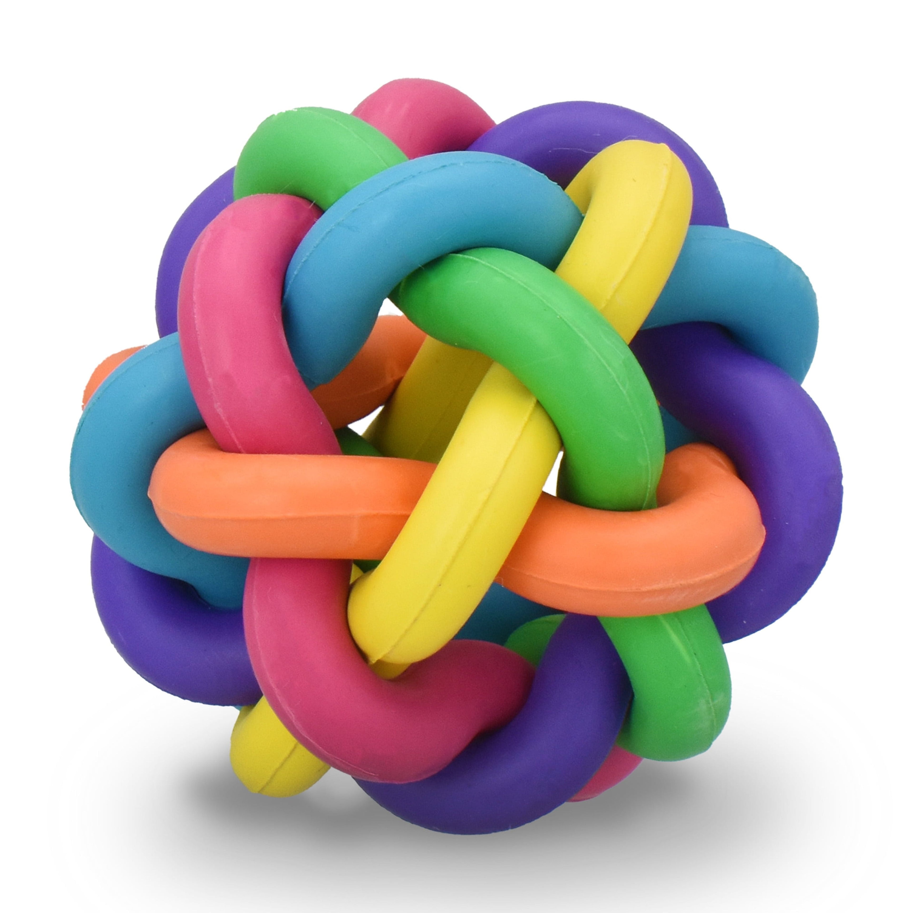 Nobbly Wobbly Rubber Ball Dog Toy, Multicolor, 4 Inches