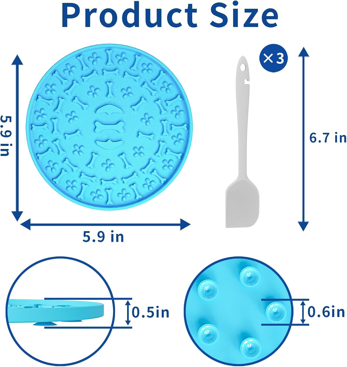Lick Mat for Dogs & Cats 3 Pack - Silicone Dog Lick Mat with Suction Cups - Anxiety Relief/Promotes Healthy Eating/Frozen & Dishwasher Safe - Pet Peanut Butter Lick Pad  (Blue Orange Red)