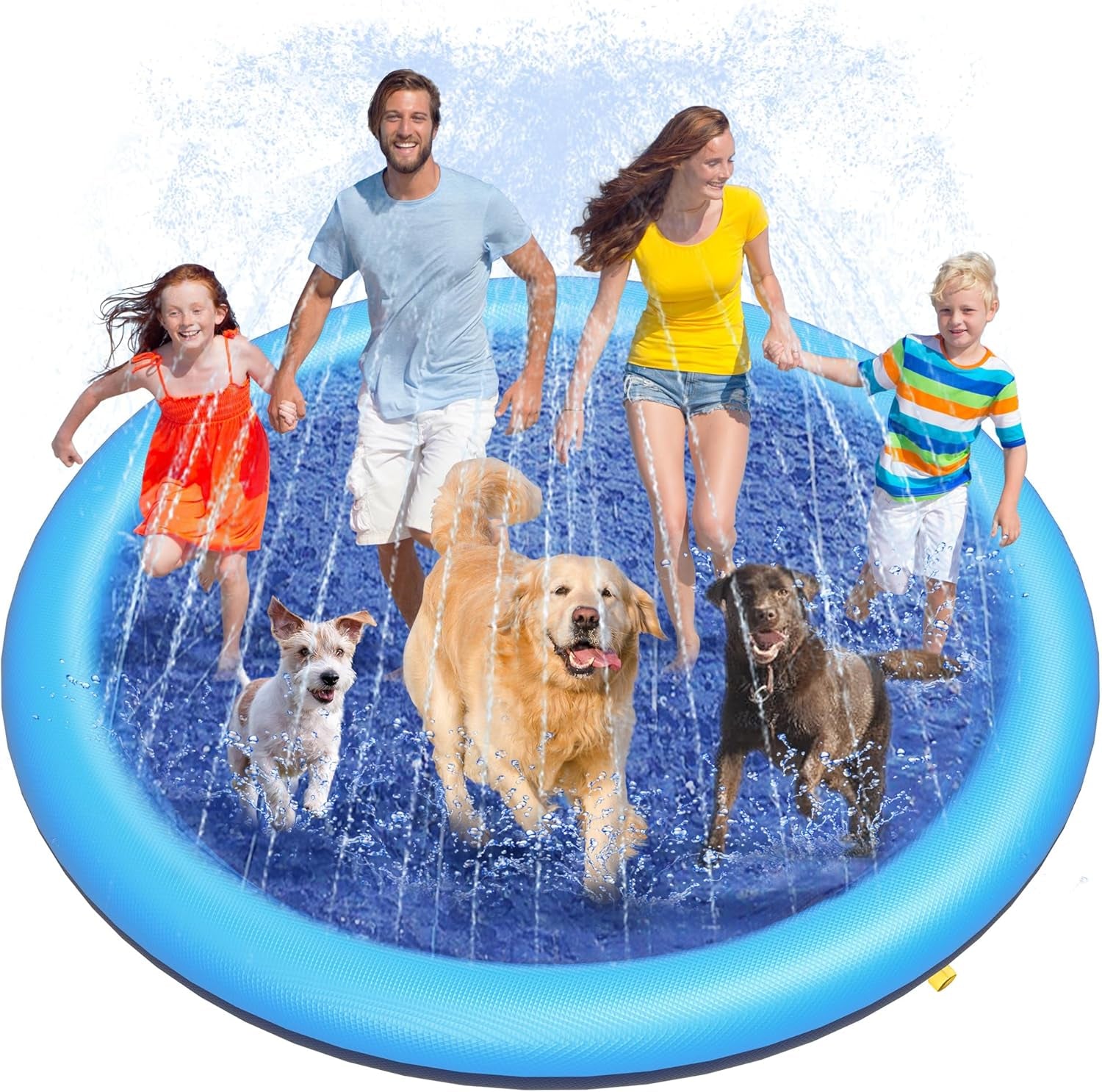 Dog Splash Pad 59" Anti-Slip Dog Pools for Large Dogs 0.58 Mm Thick Dog Sprinkler Water Toy
