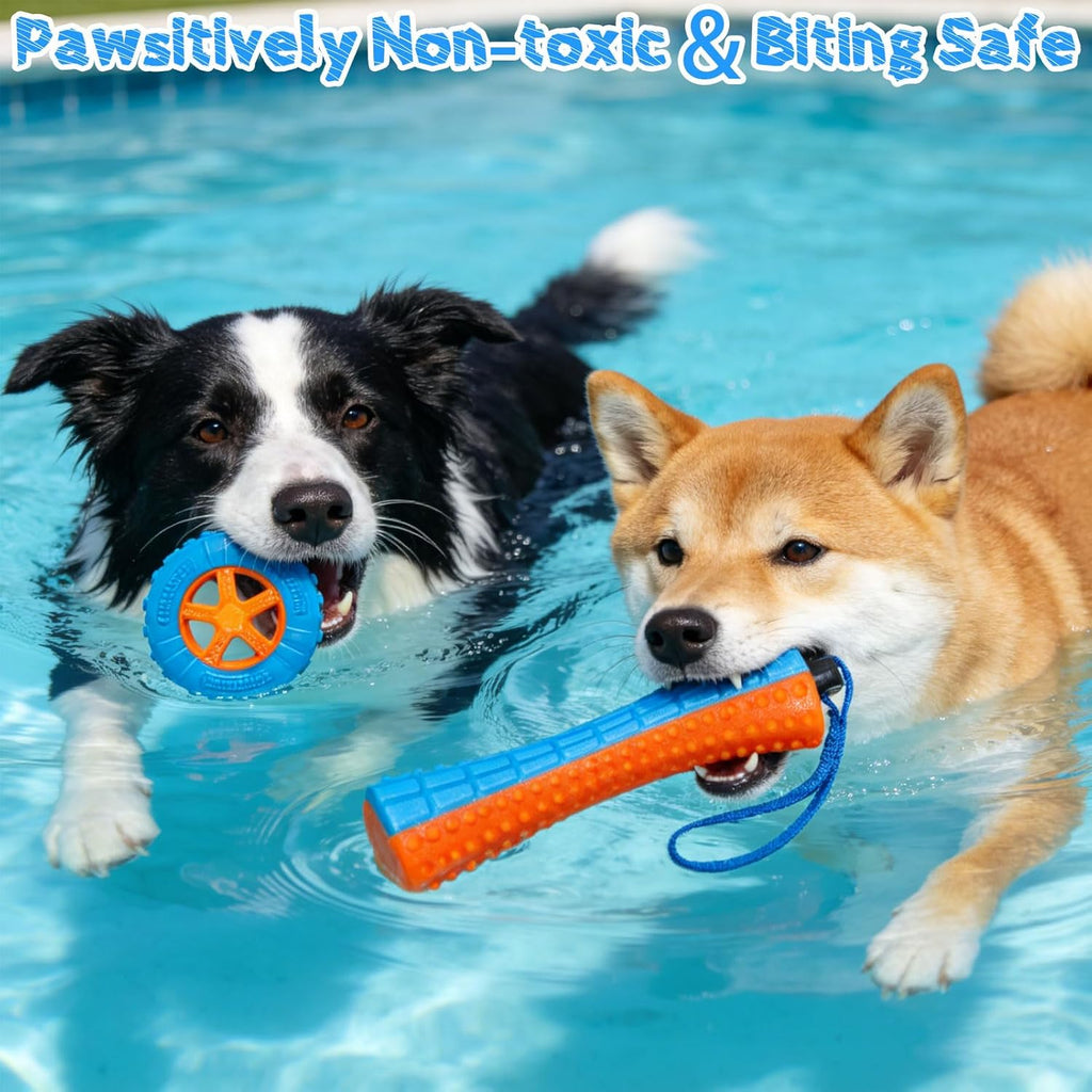Floating Dog Water Pool Toys - 4 Pack Interactive Water Retrieving Fetch Speaky Chew Toy for Small Medium Large Dogs, Durable Dog Chew Toys for Summer Essentials Outdoor Beach Yard