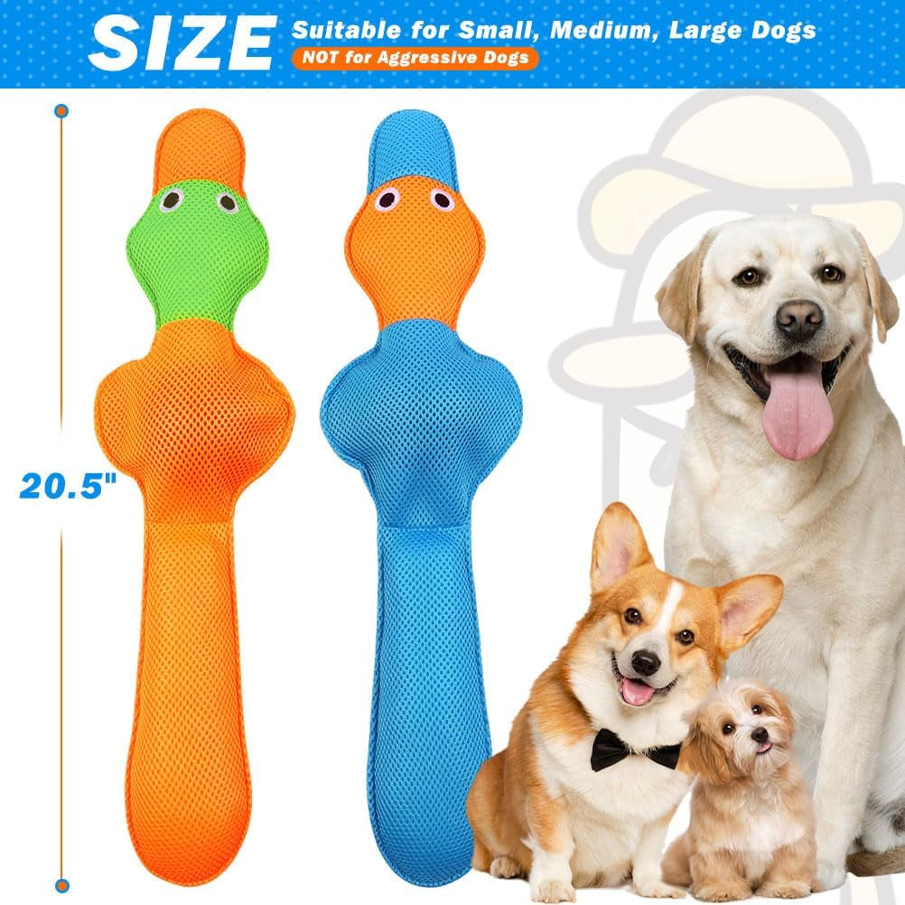 Floating Dog Water Pool Toys - 2 Pack Stuffed Duck Dog Toys Long, Pet Summer Essentials for Fetch & Training, Built-In Squeaky Ball Loud Sound for Small Medium Large Breeds, 20.5 Inch
