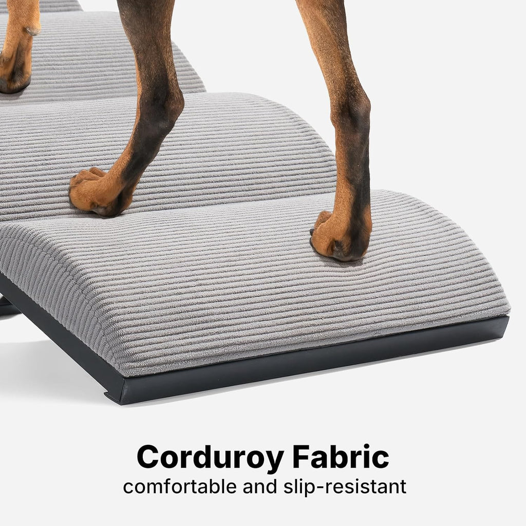 Dog Ramp for Bed Couch Small Large Dogs, Foldable Pet Ramp 12"-20" H | 5 Adjustable Height Portable Dog Ramps for Beds Bedside Folding Doggy Stairs Metal Frame for Senior Dogs, up to 130Lbs