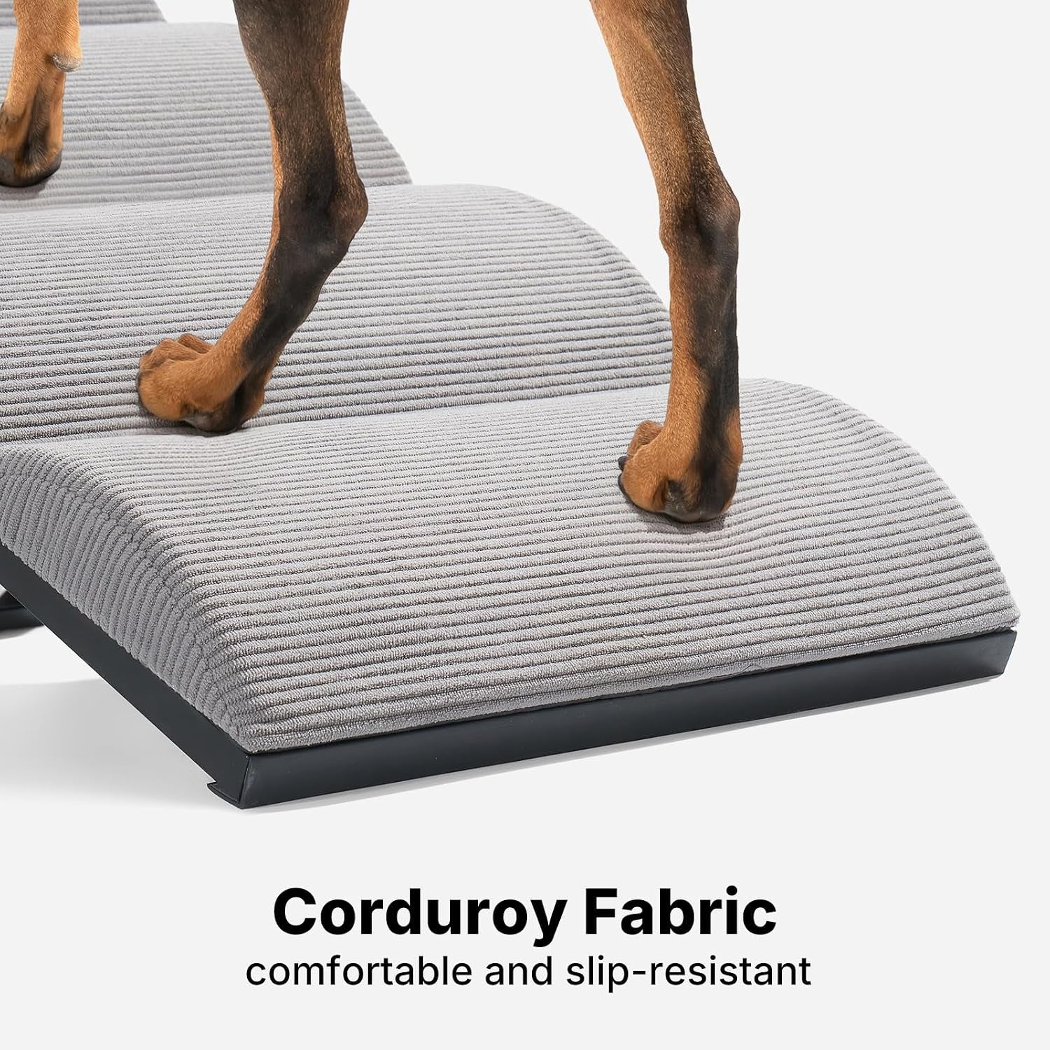 Dog Ramp for Bed Couch Small Large Dogs, Foldable Pet Ramp 12"-20" H | 5 Adjustable Height Portable Dog Ramps for Beds Bedside Folding Doggy Stairs Metal Frame for Senior Dogs, up to 130Lbs