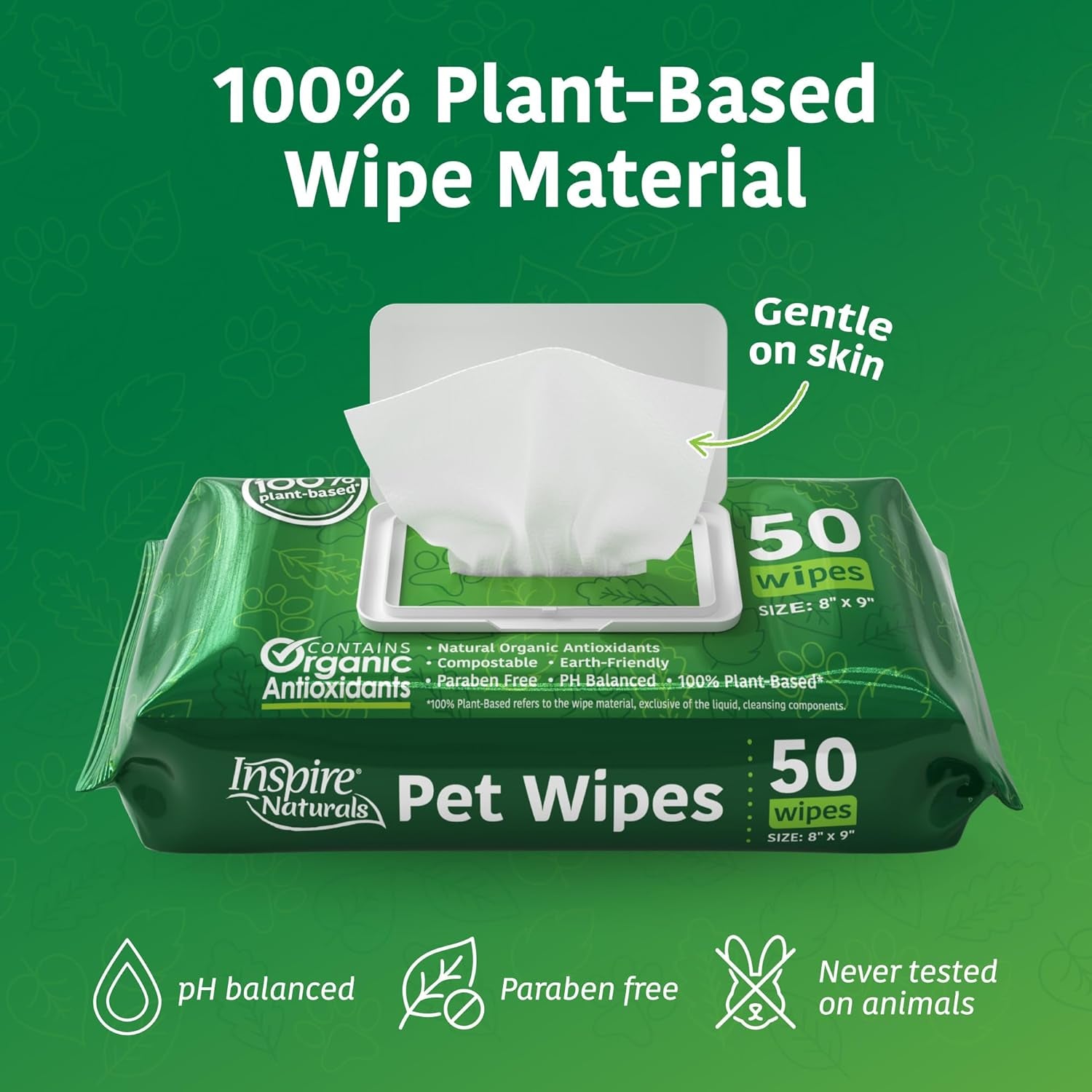 Naturals Pet Wipes for Dogs and Cats 100% Natural Plant Based with Organic Antioxidants, Dog Wipe Cleaning Deodorizing | Puppy Wipes | Dog Wipes for Paws and Butt(100Ct - 2 Pack)