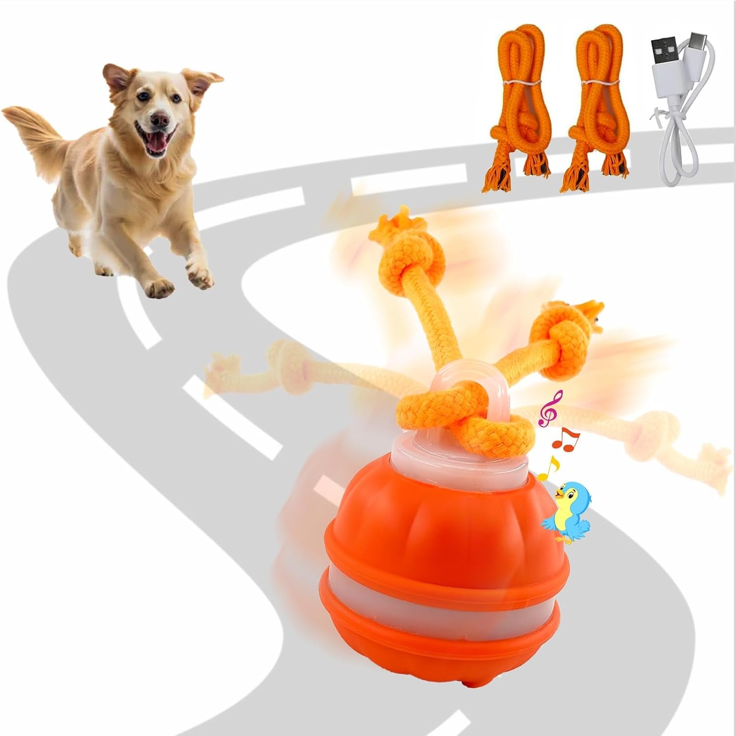 2Paks Interactive Dog Toys，Peppy Pet Ball for Dogs，Motion Activate Rolling Ball for Puppy/Medium Dogs，Active Rolling Dog Bal L Wicked Bal L for Daily Training, Dog Toys to Keep Them Busy(Blue&Orange)