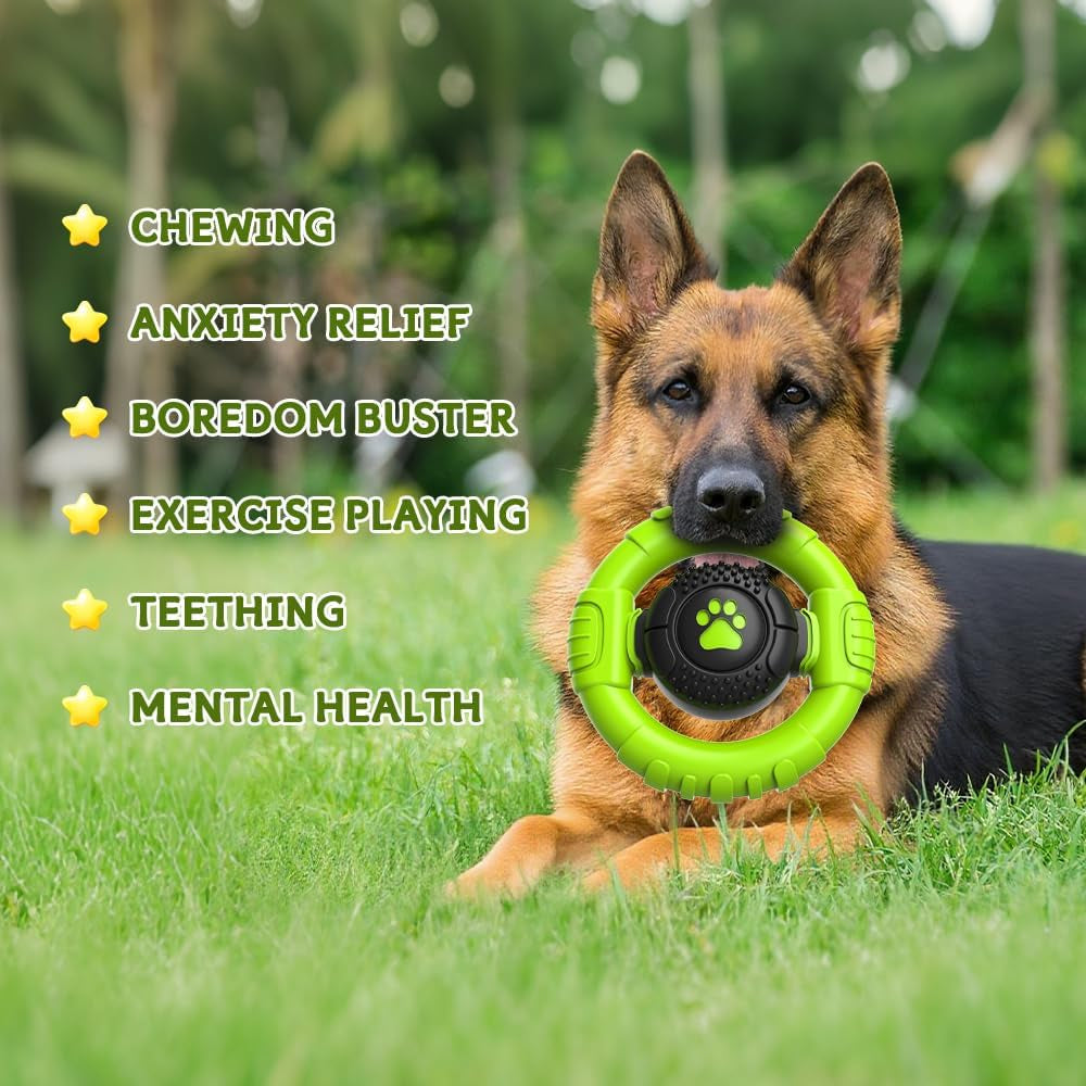 Dog Toys for Aggressive Chewers Large Medium Breed, Indestructible Squeaky Dog Chew Toys, Tough Nylon Rubber Interactive Dog Toys to Keep Them Busy