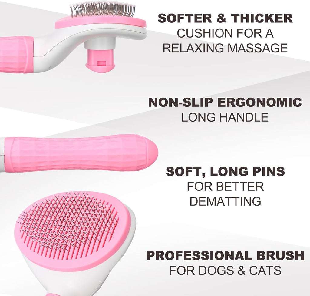 Dog Brush Grooming Kit 9 Pcs Kit with Pet Nail Clipper and File Cat Grooming Deshedding Undercoat Rake Comb for All Breeds Sizes Promotes Healthy Skin Coat(Fresh Color)