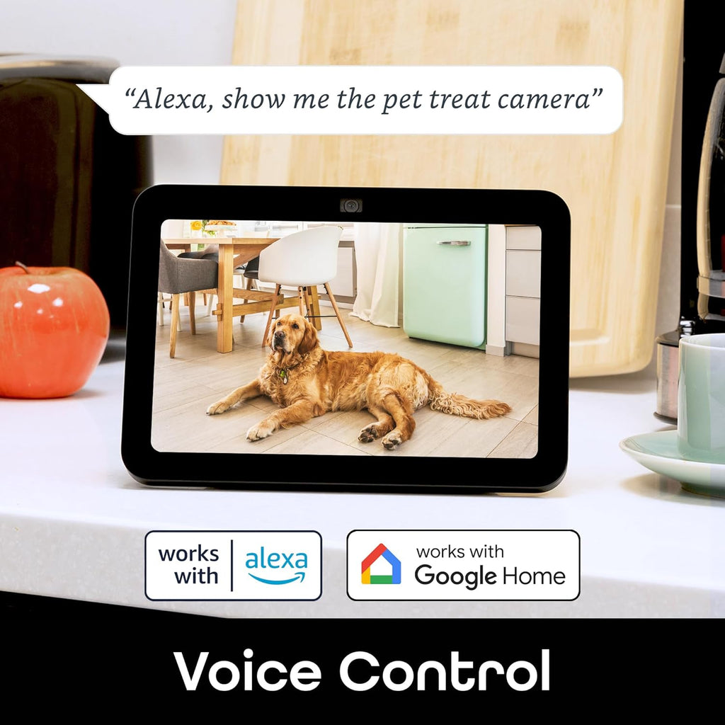 Pet Treat Dispenser with Camera - 2K HD Wifi Enabled, Dog and Cat Automatic Smart Feeder, Two-Way Audio, Night Vision, Auto-Follow, Remote Access with App, Alexa and Google Compatible, White