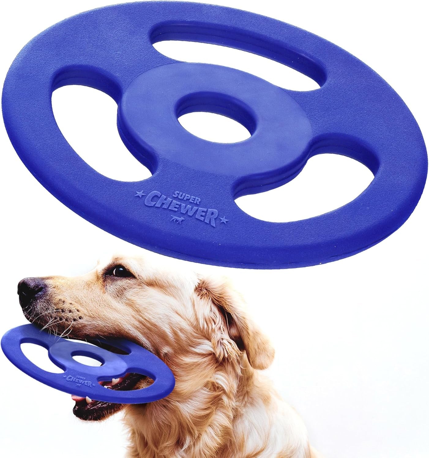 Superchewer Tough Dog Bone Toy | Lifetime Replacement | Strong Natural Rubber | Great Dog Fetch Toy | Chew Toys for Dogs | Ultra Durable Chew Toys for Moderate Chewers | Large Breed Tested