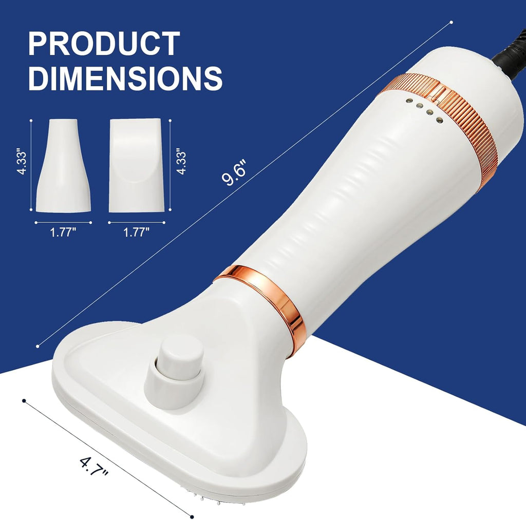 3-In-1 Pet Hair Dryer Brush for Dogs & Cats Portable, Dog Hair Blower & Slicker Brush Adjustable Temp (Low/Middle/High), Overheat Protection