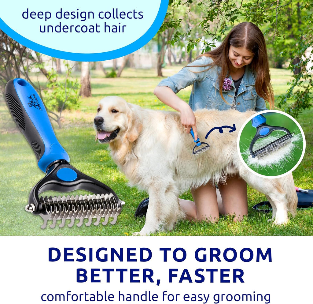 Deshedding Dog Brush for Shedding – Cat Brushes for Indoor Cats, Double-Sided Cat Brush Deshedding & Grooming Tool for Long Haired and Short Haired Dogs, Skin-Friendly