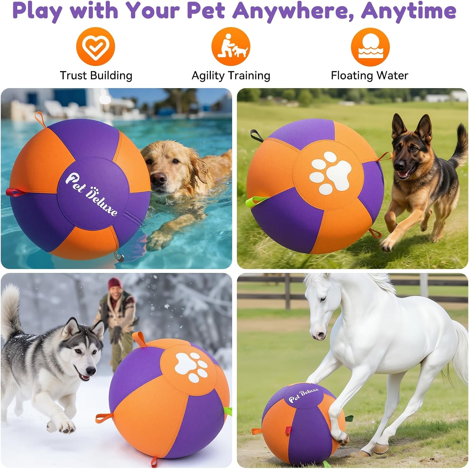 Upgrade Herding Ball for Dogs,25" Herding Ball for Australian Shepherd Collie,Border Collies,Cattle & Medium to Large Breeds,Fast-Inflating Pump,Durable & Waterproof Cover,Large Dog Toys Outdoor Play