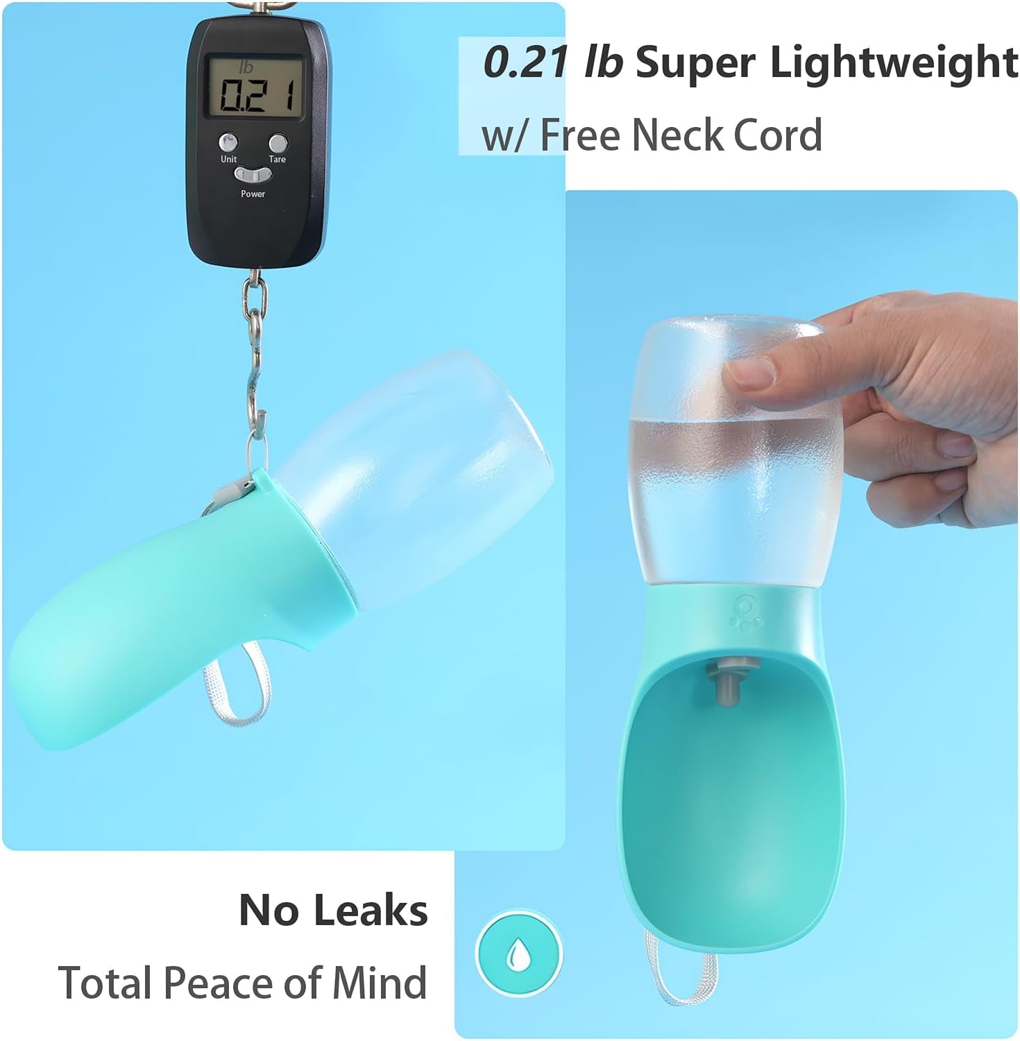 Dog Water Bottle,Leak Proof Portable Puppy Water Dispenser with Drinking Feeder, Dog Walking Accessories for Pets Outdoor Walking, Hiking, Travel, Food Grade Plastic