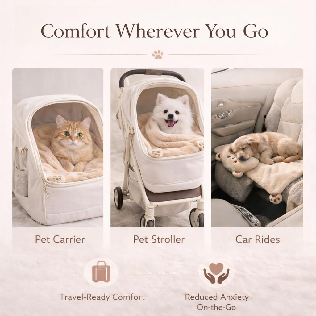 Dog Calming Pillow & Dog Blanket Set. Soft and Neck-Friendly, Washable Pet Pillows for Small Medium Dogs and Cats. Anxiety Relief Cuddle Pillow. Fluffy Plush Washable Pet Bed Mat (Medium)