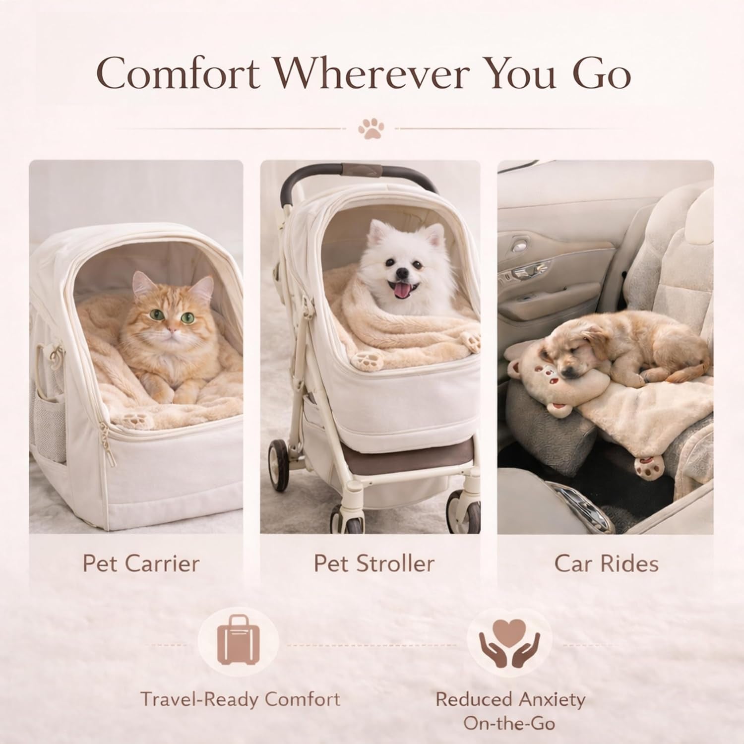 Dog Calming Pillow & Dog Blanket Set. Soft and Neck-Friendly, Washable Pet Pillows for Small Medium Dogs and Cats. Anxiety Relief Cuddle Pillow. Fluffy Plush Washable Pet Bed Mat (Medium)