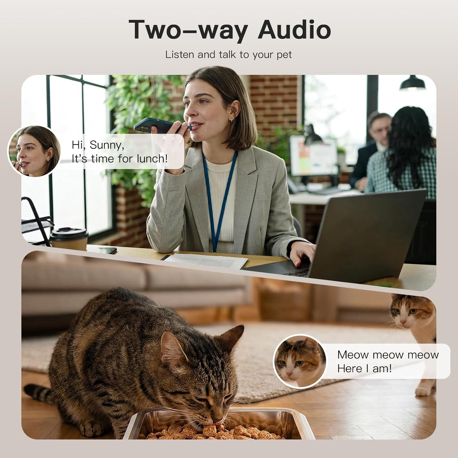 6L Automatic Cat Feeder with Camera, 1080P HD Camera Live Video, Night Vision 2-Way Audio, Wifi & App Remote Control, Programmable Pet Feeder, Smart Timed Dry Food Dispenser for Cat & Dog