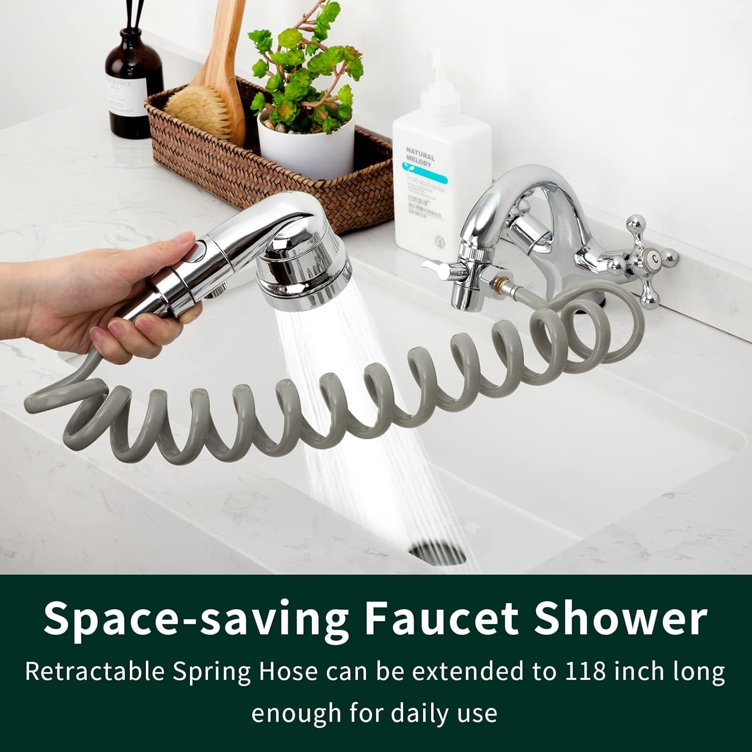 Sink Faucet Sprayer Attachment Hair Pet Rinser Showerhead with Stop Water-Saving Function