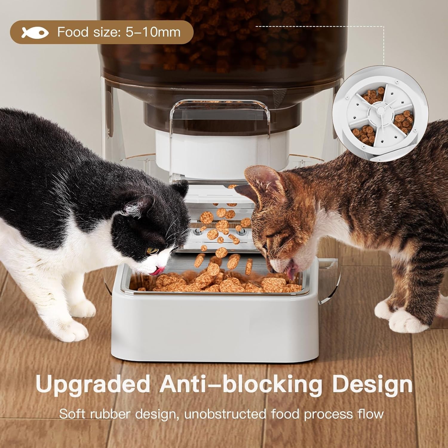 6L Automatic Cat Feeder with Camera, 1080P HD Camera Live Video, Night Vision 2-Way Audio, Wifi & App Remote Control, Programmable Pet Feeder, Smart Timed Dry Food Dispenser for Cat & Dog