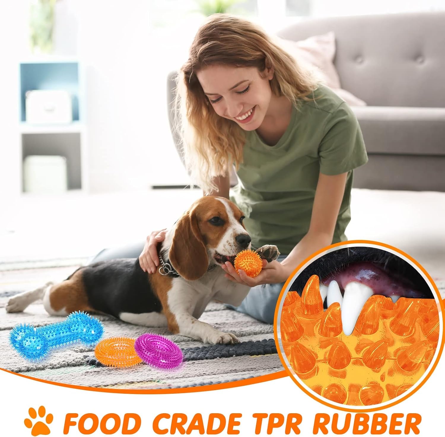 9 Pcs Dog Squeaky Toys Set, Gift for Dog Squeaky Balls Donut Bone Shape Teething Toys for Small Medium TPR Rubber Pet Chew for Training Fetching Teething