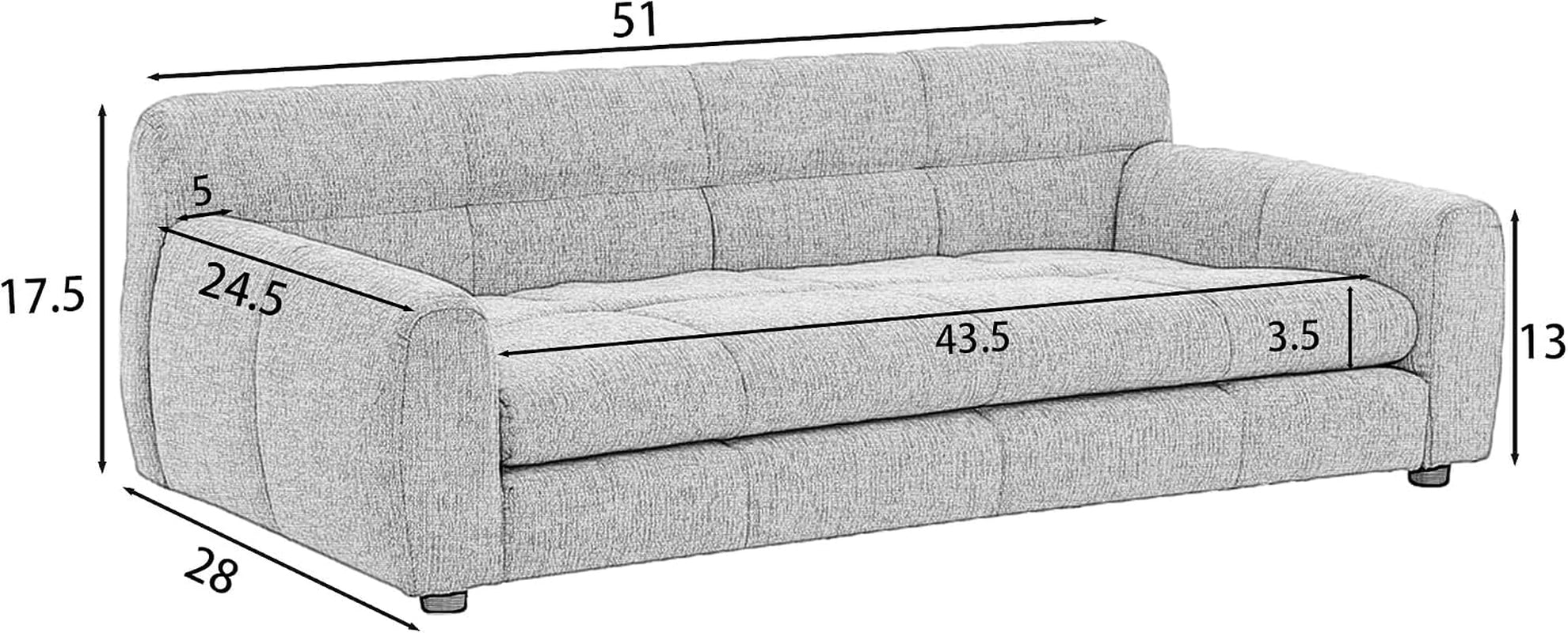 51" Pet Bed Dog Sofa,Upholstered Dog Couch for Medium and Large Dogs,Breathable & Comfortable Pet Bed,Elegant Rectangle Couch with Backrest and Armrests,For Pets,Linen Fabric,Beige
