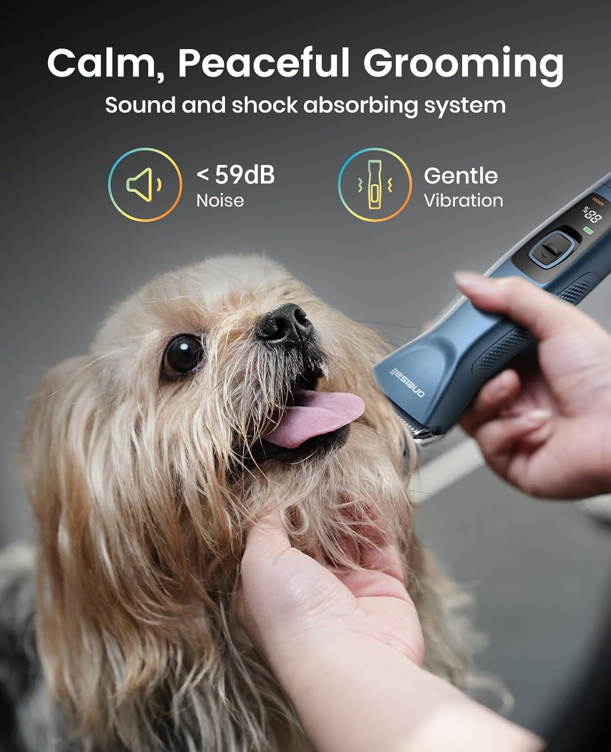 Professional Dog Clippers Dual Battery Unlimited Runtime A5 Blade | 3700SPM 2-Speed, 2 Pcs 2600Mah Swappable Battery, Low Noise Dog Grooming Clippers for Thick Long Curly Matted Hair