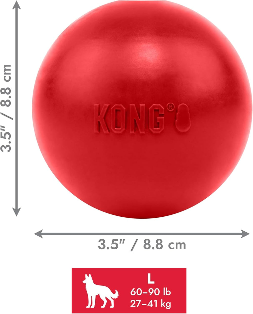 Ball with Hole - Durable Dog Fetch Toy for Training, Interactive Playtime & More - Classic Natural Rubber Ball - Red - for Large/X-Large Dogs