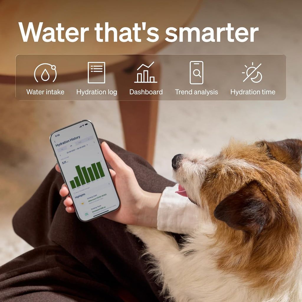 PETLIBRO Quiet Dog Water Fountain Stainless Steel Tray, Smart Pet Water Fountain for Dogs inside with App Monitoring, 3L Dog Fountain Water Bowl, Automatic Water Dispenser for Dogs, Cat Water Fountain