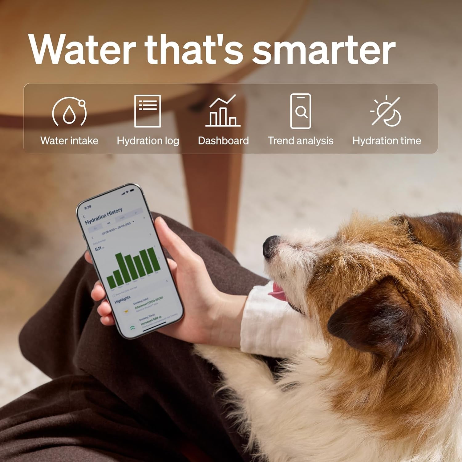 PETLIBRO Quiet Dog Water Fountain Stainless Steel Tray, Smart Pet Water Fountain for Dogs inside with App Monitoring, 3L Dog Fountain Water Bowl, Automatic Water Dispenser for Dogs, Cat Water Fountain