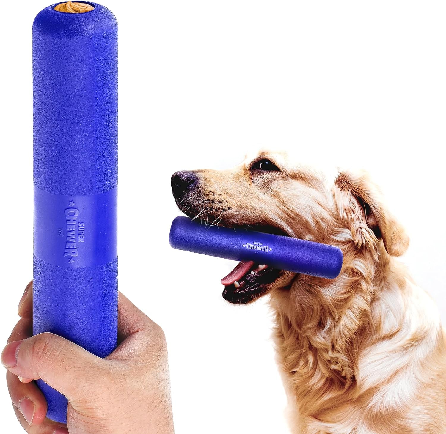 Superchewer Tough Dog Bone Toy | Lifetime Replacement | Strong Natural Rubber | Great Dog Fetch Toy | Chew Toys for Dogs | Ultra Durable Chew Toys for Moderate Chewers | Large Breed Tested