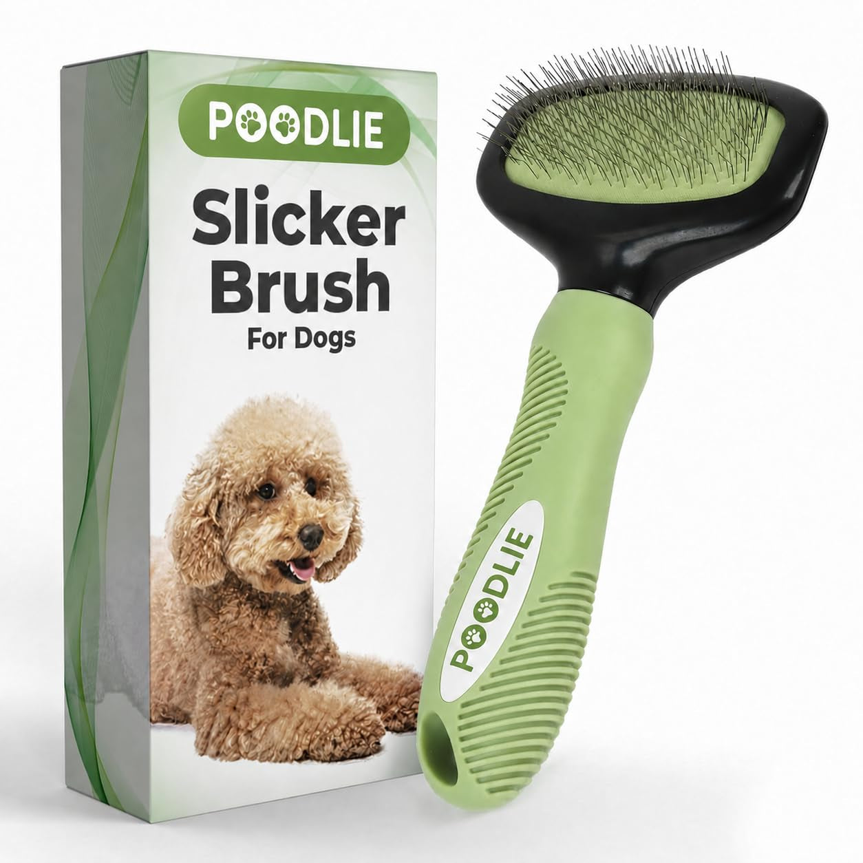 Poodle Pet Slicker Brush - for Dogs, Cats, and Rabbits - Removes Matted Fur, Knots, and Loose Hair - Suitable for Grooming Doodles and Goldendoodles with Short or Long Hair