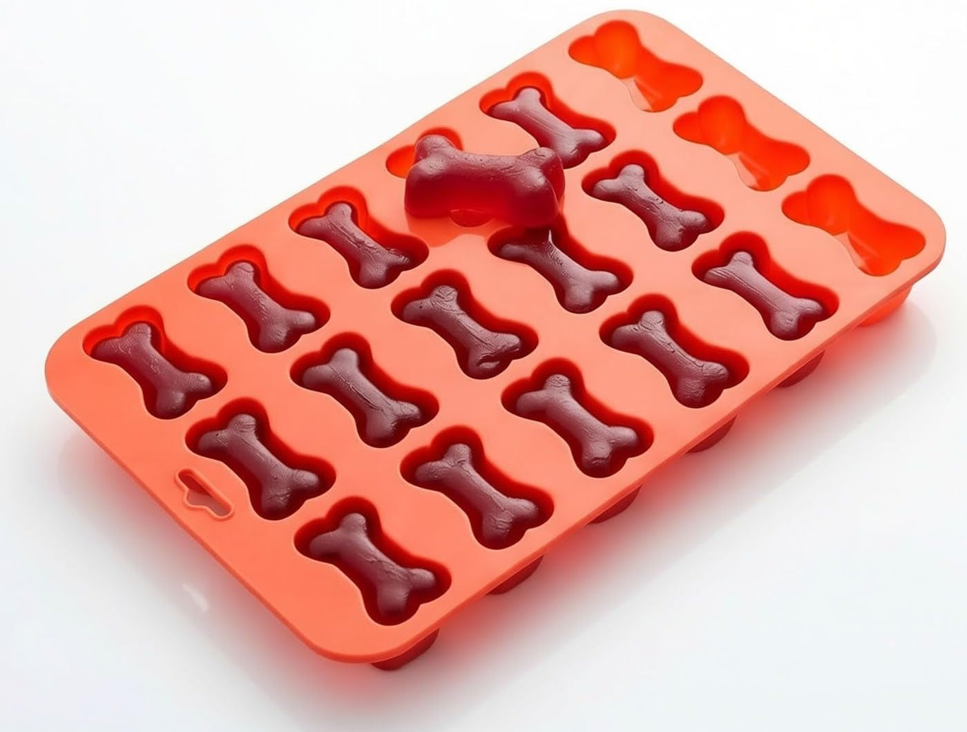 Mini Dog Bone Silicone Mold, 18-Cavity Orange Bone Shaped Mold for Homemade Dog Treats, Chocolate, Candy, Gummies, Fondant, Ice Cubes, Soap, Wax Melts and DIY Crafts