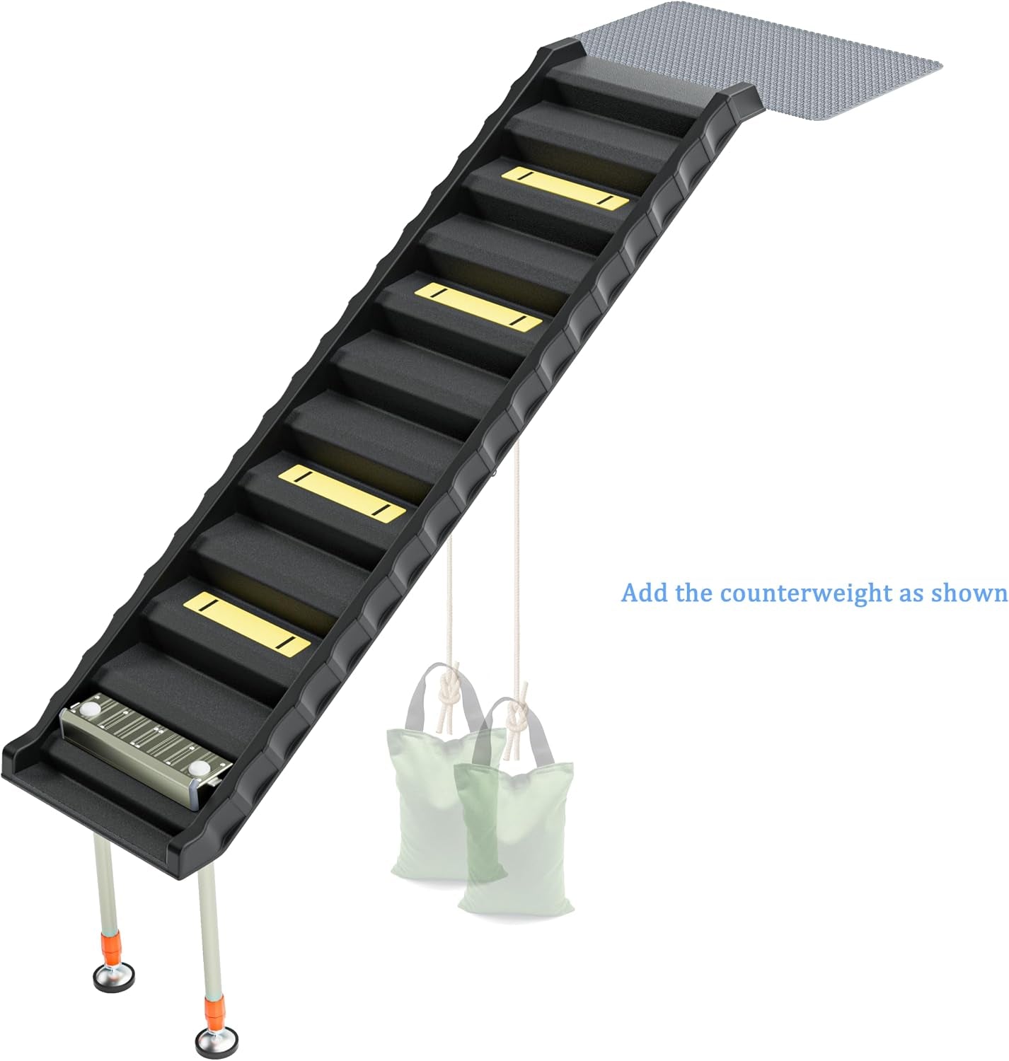 Foldable Dog Pool Ramp with 33" Legs for Free Height Adjustment,Safe & Easy Access Dog Water Ramp for Pool, Pool Ramp for Dogs up to 200Lbs (Black)