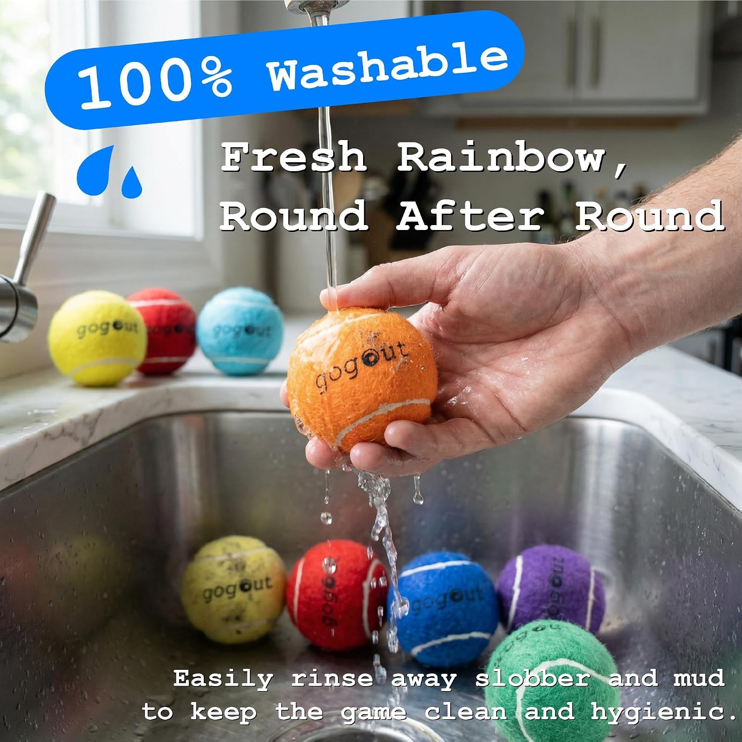 Squeaky Fetch Balls for Dogs, Rainbow Dog Ball Box, Multicolor Tennis Balls for Dogs, 12 Count Gift-Ready Set, 2.5 Inch Large