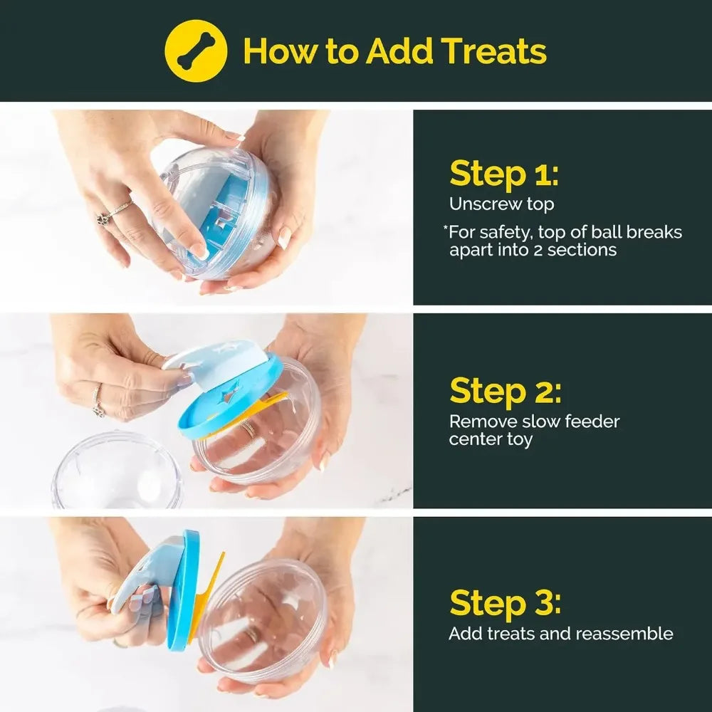 IQ Treat Ball Dog Treat Dispenser Toy Ball Interactive Dog Toy - 4" Dog Food Toy Stimulation Pet Cat Leakage Toy Slow Feeder