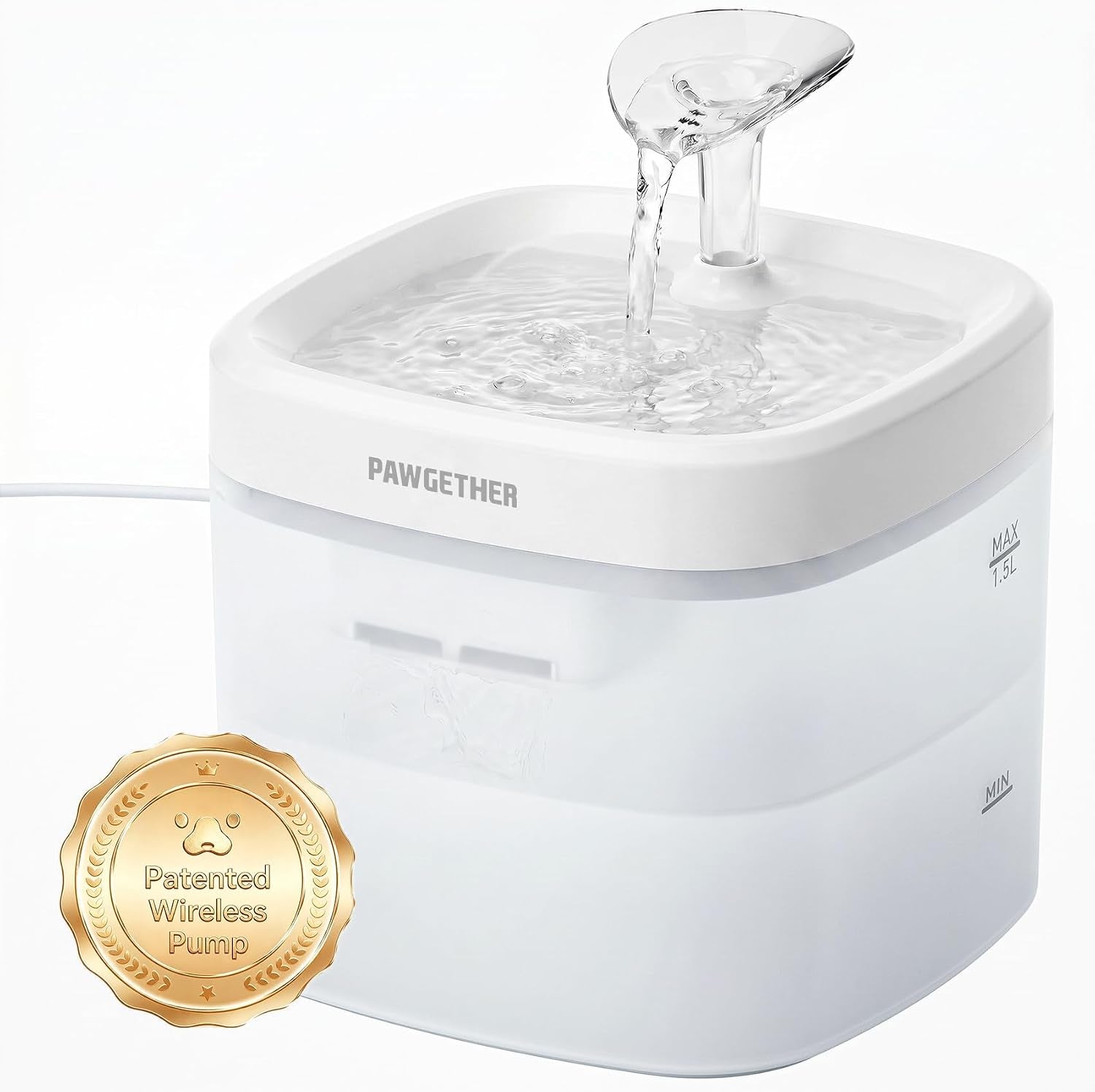 ® Cat Water Fountain with Wireless Pump 51Oz/1.5L Dog Water Fountain, Ultra Quiet Automatic Pet Water Fountain Portable Indoor Outdoor Travel Small Dog Water Dispenser with Adapter Black